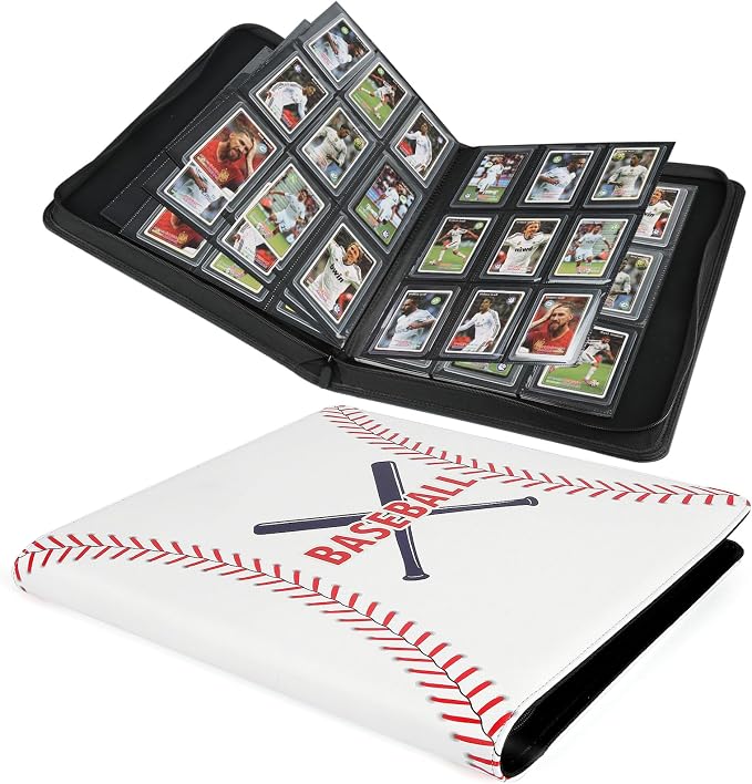 Toploader Binder,Toploader Hard Cases, 9-Pocket Pages Sleeves Hold up 288 Cards.Toploader Card Binder with Sleeves for “3×4” rigid，Card Holder(white)