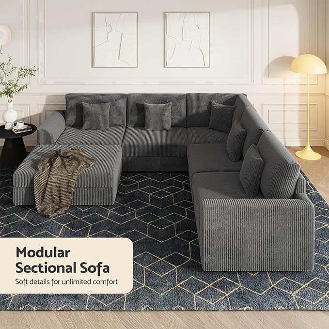 Modular Sectional Sofa, Oversized U Shaped Couch, Convertible Sleeper Sofa