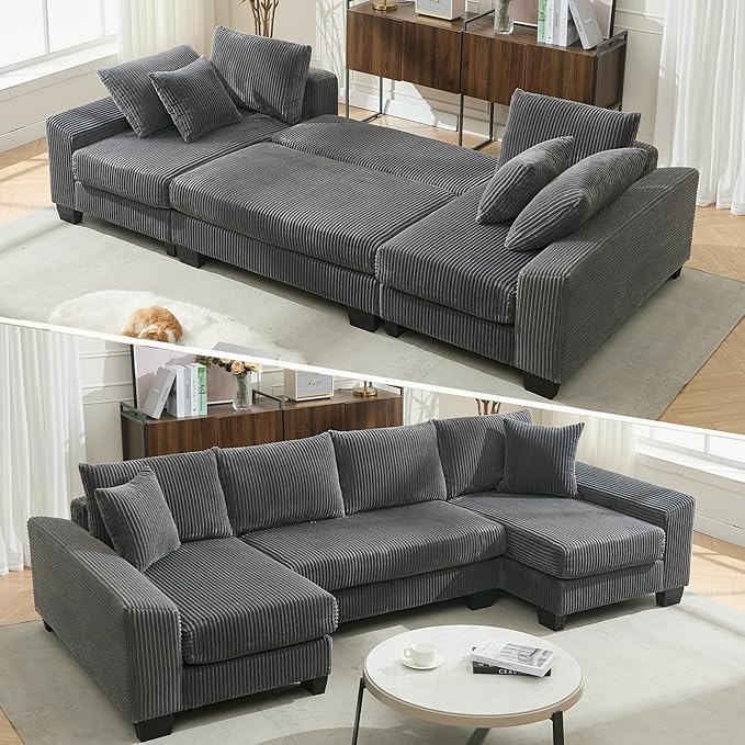 114" Sectional Couches with Pull Out Bed
