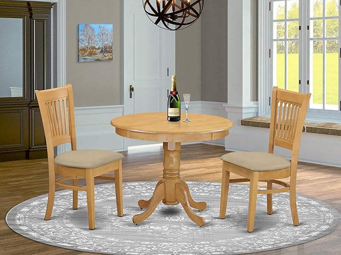 East West Furniture ANVA3-OAK-C 3 Piece Kitchen Table Set