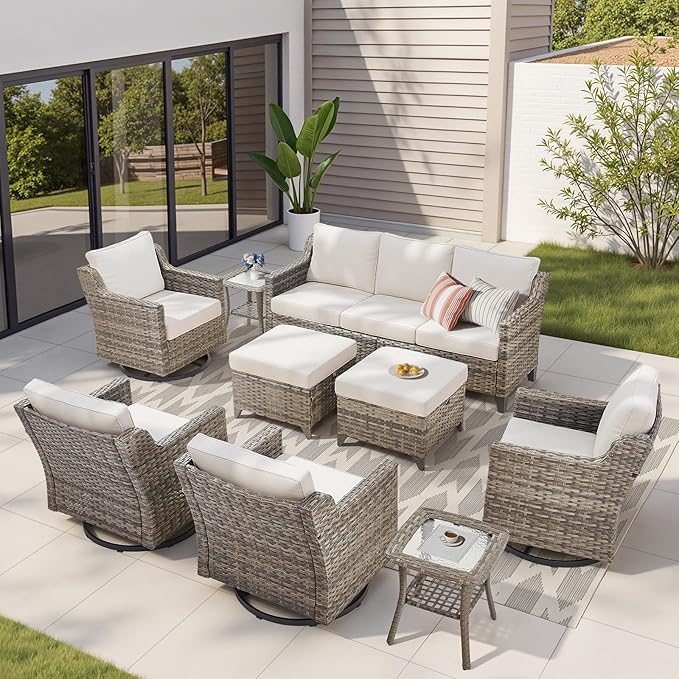 Outdoor Patio Furniture Set-9 Pieces All-Weather Wicker Outdoor Furniture