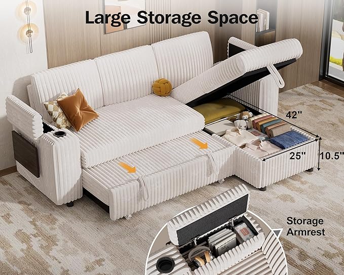 Vipbear 86" Modular Sectional Sleeper Sofa