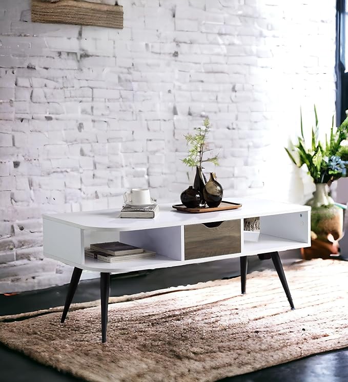 Modern Coffee Table 44 in, Sturdy Metal Frame Center Table