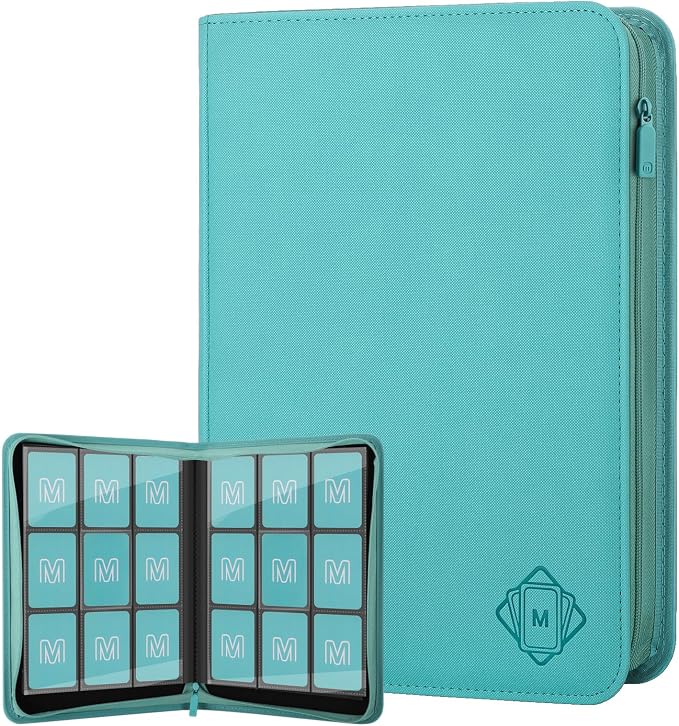 Trading Card Binder with 9 Side Loading Pocket Card Album Hold Up to 540 Cards PU Card Collection Binder, Collectible Albums Card Folder for MTG, TCG, Sports Cards（9-Cyan）