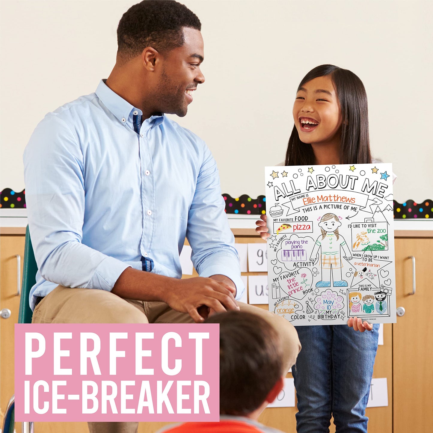 Hadley Designs All About Me Posters for Classroom Must Haves - 20 Star Student Poster, 100 Days of School Items, Star of The Week Poster Elementary Classroom Decor, End of School Year Teacher Supplies