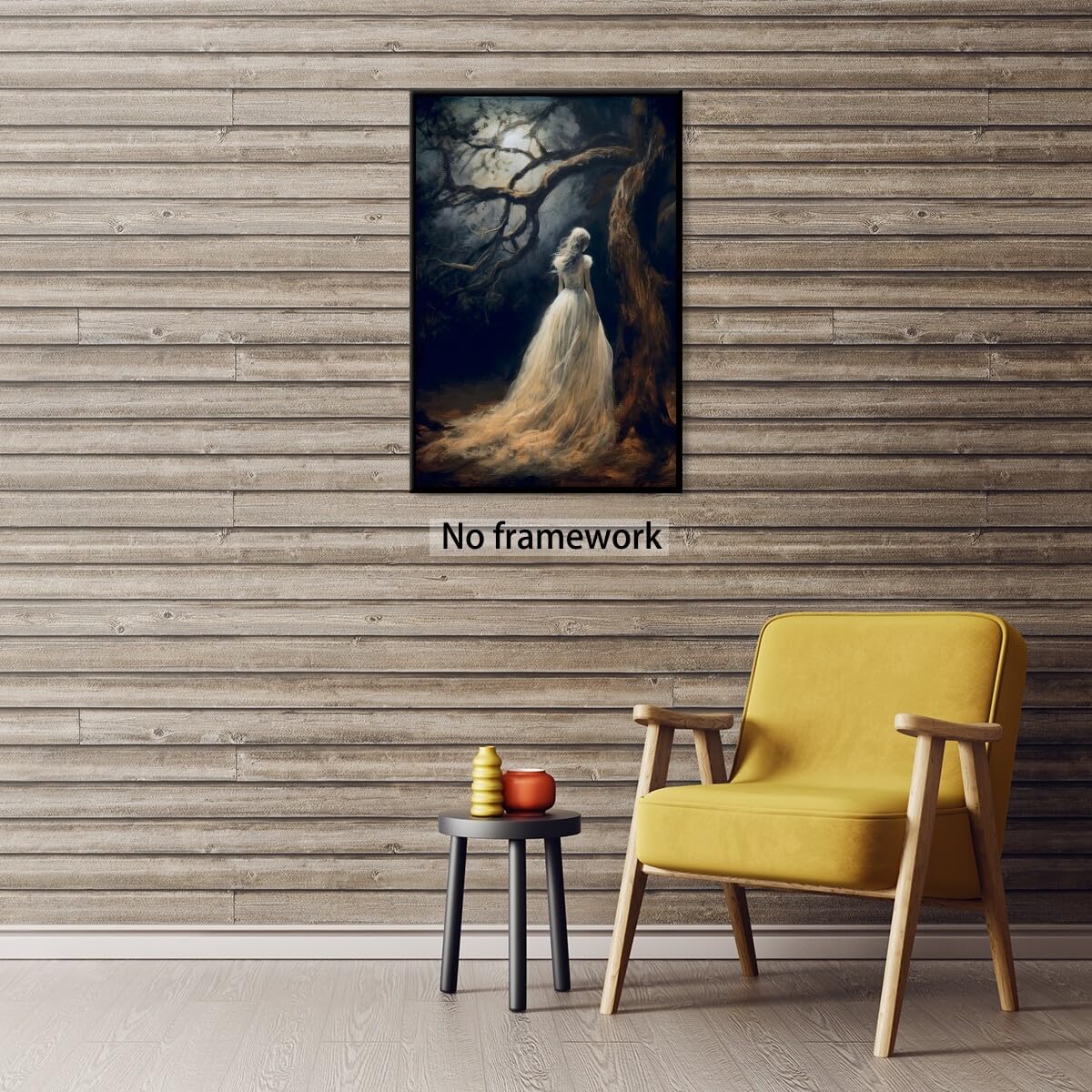 Gothic Home Wall Art The lost lady of the forest Dark Academia Art Canvas Prints Goth Spooky Painting Dark Rustic Wall Decor 12x18inch Unframed