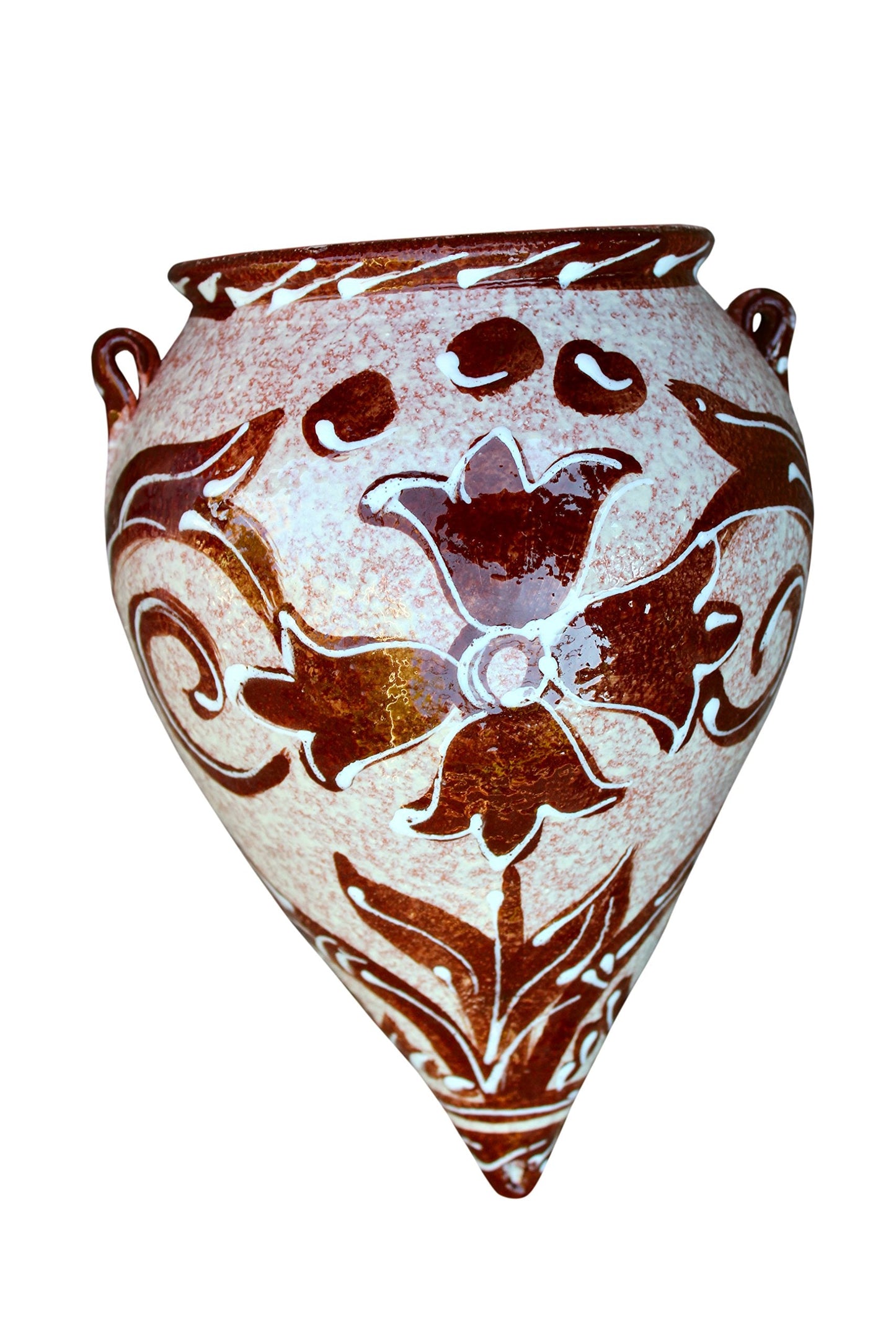 Cactus Canyon Ceramics Hand-Painted Spanish Orza Wall Flower Pot, Spanish Cafe de Pico
