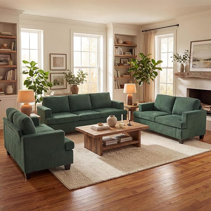 YOUDENOVA Sofa Couch, 3 Piece Set Comfy Sofa, 2 Loveseat & 3 Seater Sofa