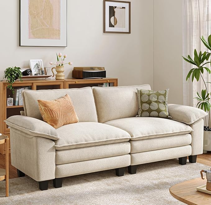 LINSY HOME 90" Modular Cloud Love Seat Sofa, Corduroy Soft Sectional Couch