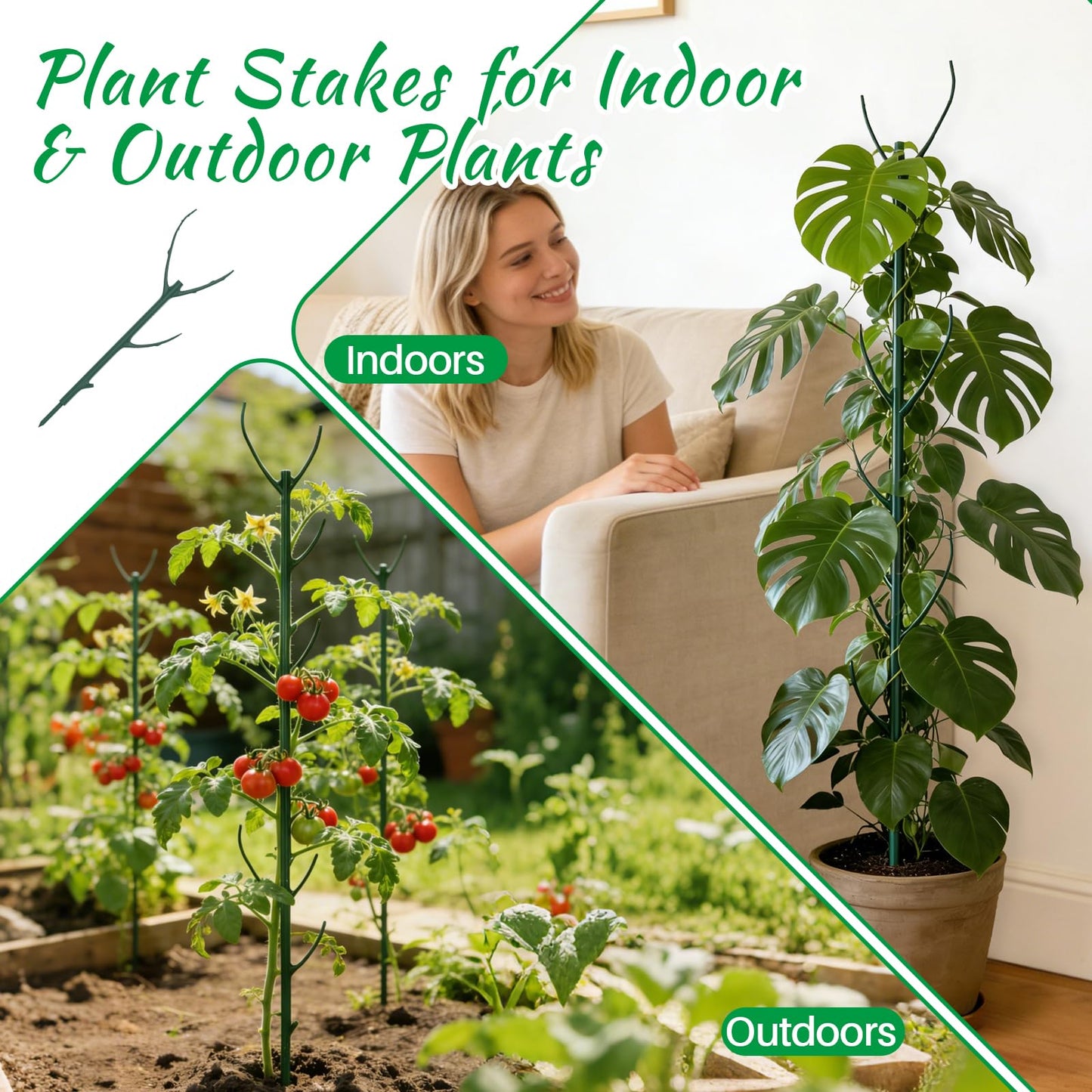 DRAINJH Monstera Plant Support Stakes, 30 Pcs Stackable Plant Support Stakes Sticks Poles for Indoor & Outdoor Plants, Climbing and Potted Plants, Stem Supports, Pothos