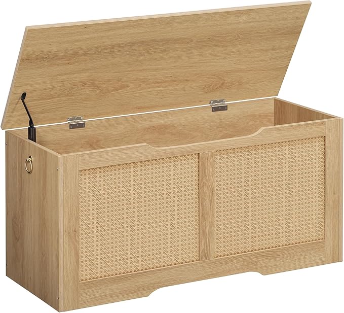 HOOBRO Storage Bench, 39.3" Toy Box, Rattan-Like Storage Chest, Sturdy Entryway