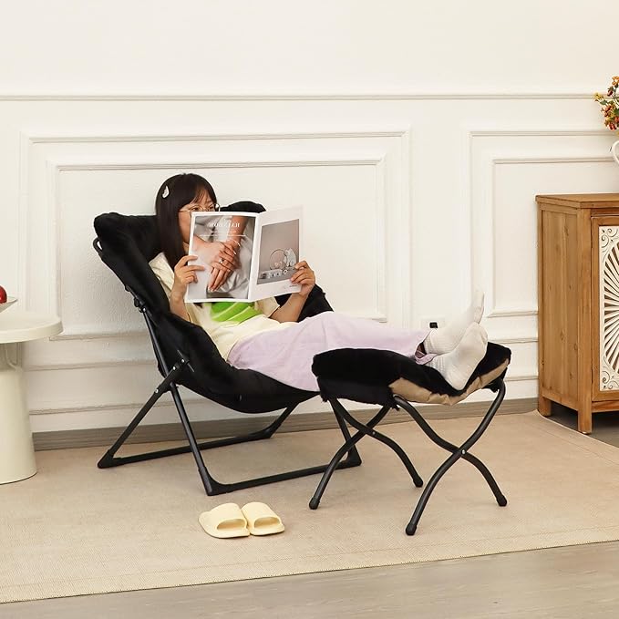 Comfy Saucer Chair for Adults, Soft Faux Fur Bedroom Chair, Accent Dorm Chairs