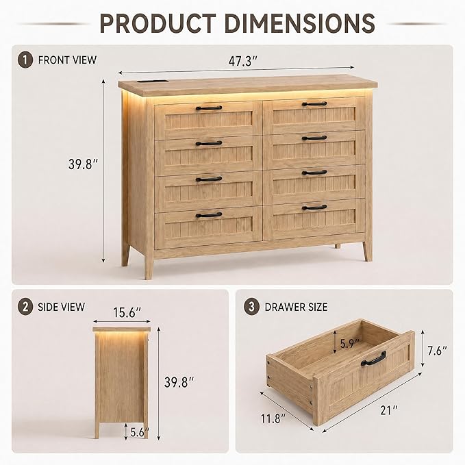 GarveeLife 8 Drawer Chest Dresser