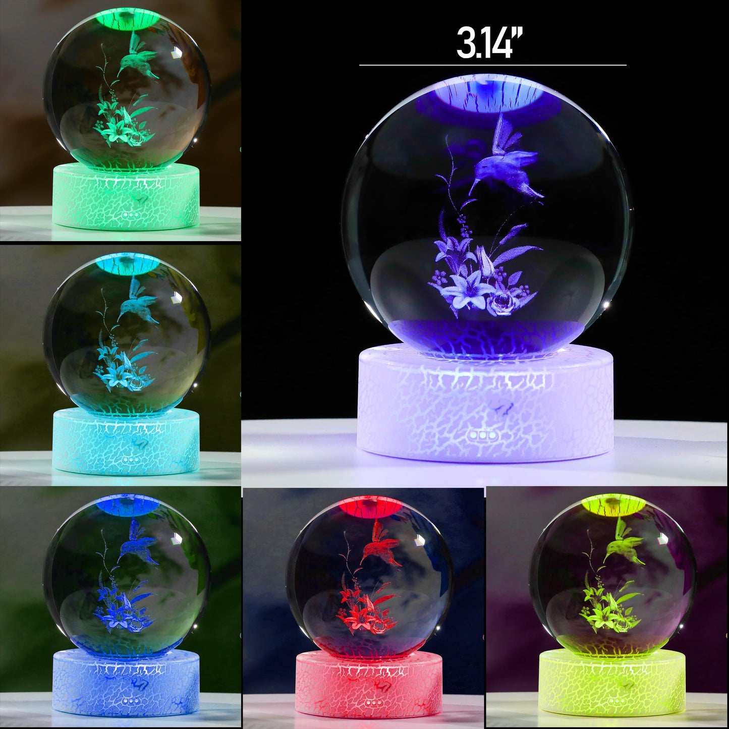 3D Hummingbird Gifts For Women with Lliy Crystals Ball - Hummingbird Figurines Decor Glass Animals Figurine Hummingbird Stuff for Room Birthday for Best Friend Lovers Keepsake Paperweight