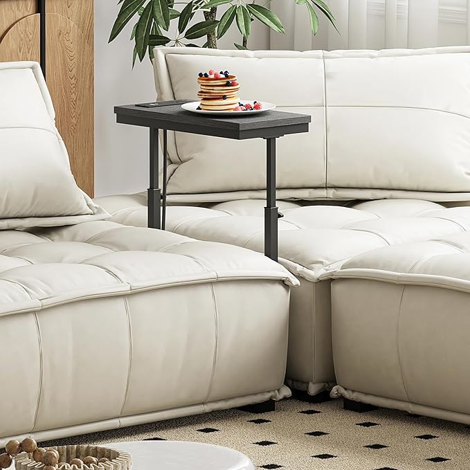 TUTOTAK End Table with Charging Station, Side Table, Tall Couch Table, Sofa