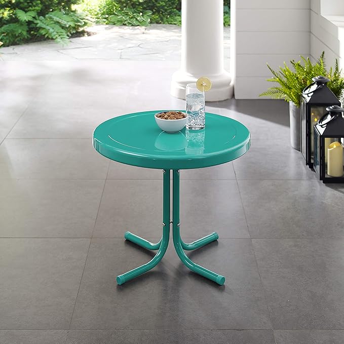 Crosley Furniture Griffith Weather Resistant Retro Metal Outdoor Side Table