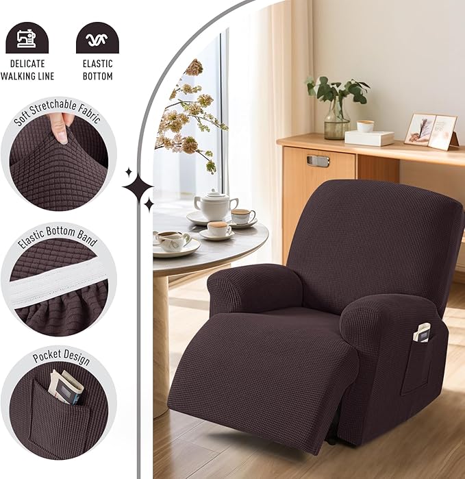 TAOCOCO Oversized Recliner Chair Covers, 1 Seater Streach Recliner Covers Soft