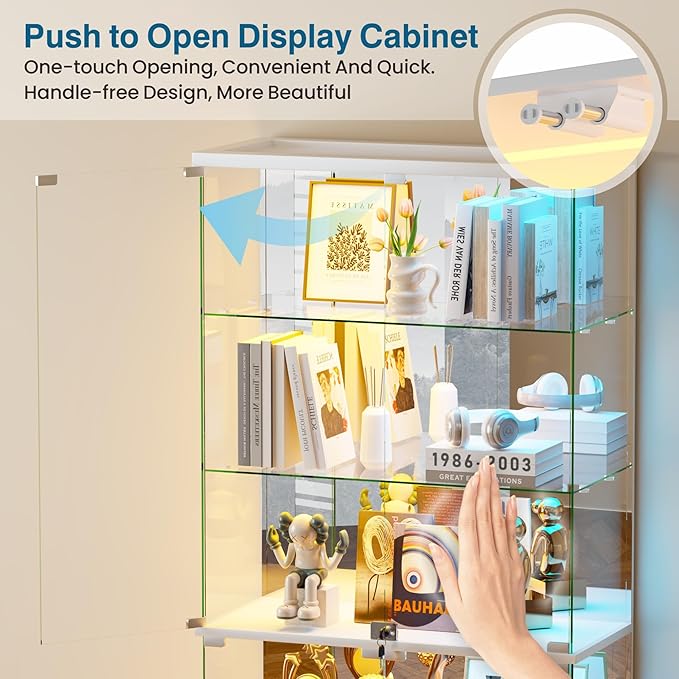 HNEBC 5 Tier Glass Display Cabinet, 66.9" Curio Cabinet