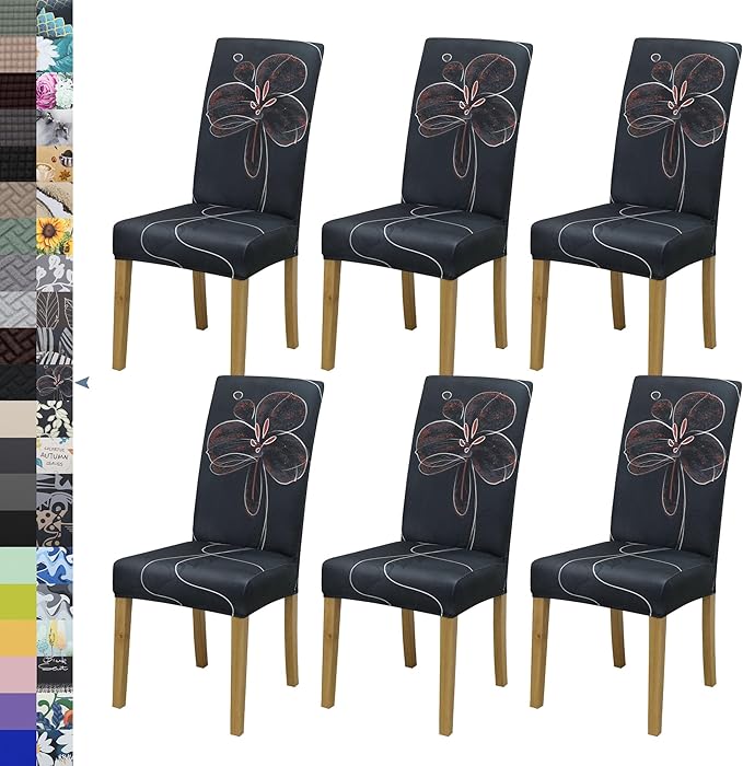 BIETYONE Stretch Dining Chair Covers Set of 6, Soft Removable Washable Kitchen
