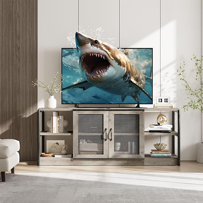 GarveeHome TV Stand for 65+ Inch TV, Rustic Entertainment Center TV Media