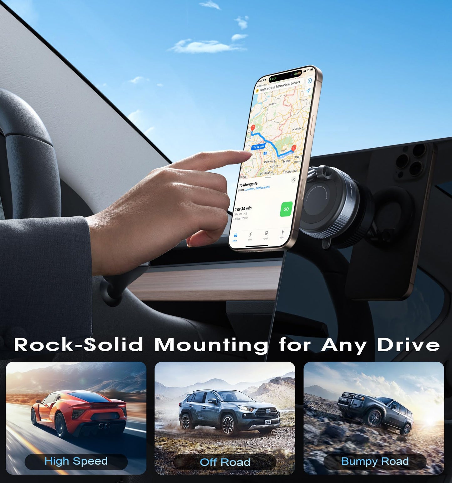 REOKILY 2026 Upgraded Vacuum Magnetic Car Phone Holder 360° Reinforced 96LBS Ultra Suction Cup Phone Mount for MagSafe Cell Phone Holders for Your Car/Gym/Mirror Mount for iPhone & Android