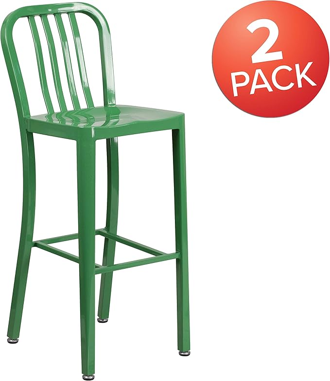 Flash Furniture Gael Commercial Grade 2 Pack 30" High Green Metal