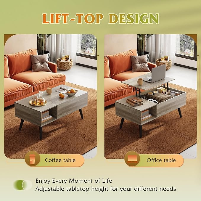 WLIVE Coffee Table for Living Room, Lift Top Coffee Table