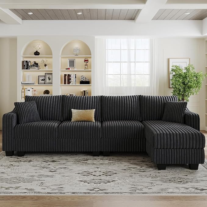 Belffin Sectional Couch with L-Shape Chaise L Shaped Couch with Ottoman