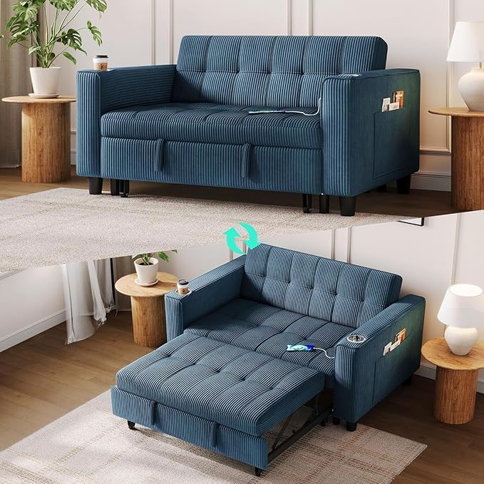 LINSY Sleeper Sofa Bed, Small 3 in 1 Convertible Loveseat Sleeper Couch