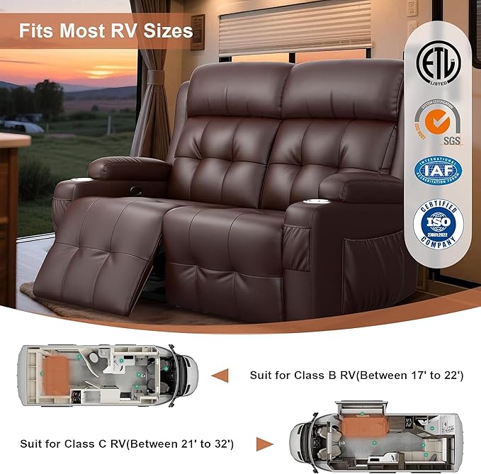 RV Loveseat Recliner Sofa, Wall Hugger Recliners