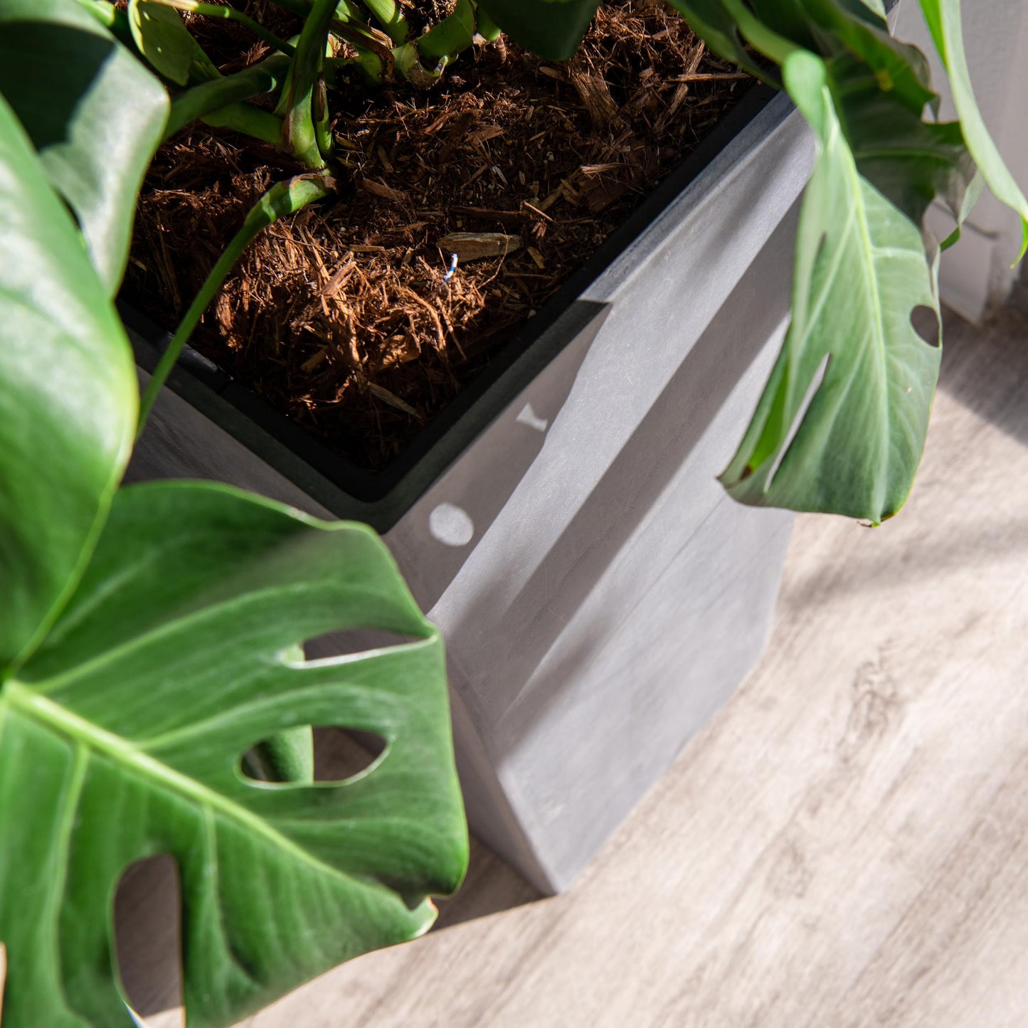 XBrand Modern 28-Inch Tall Square Planter, Tapered Design for Indoor & Outdoor Use, Patio Decor, Set of 2, Black