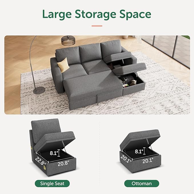 HONBAY Modular Sectional Sleeper Sofa