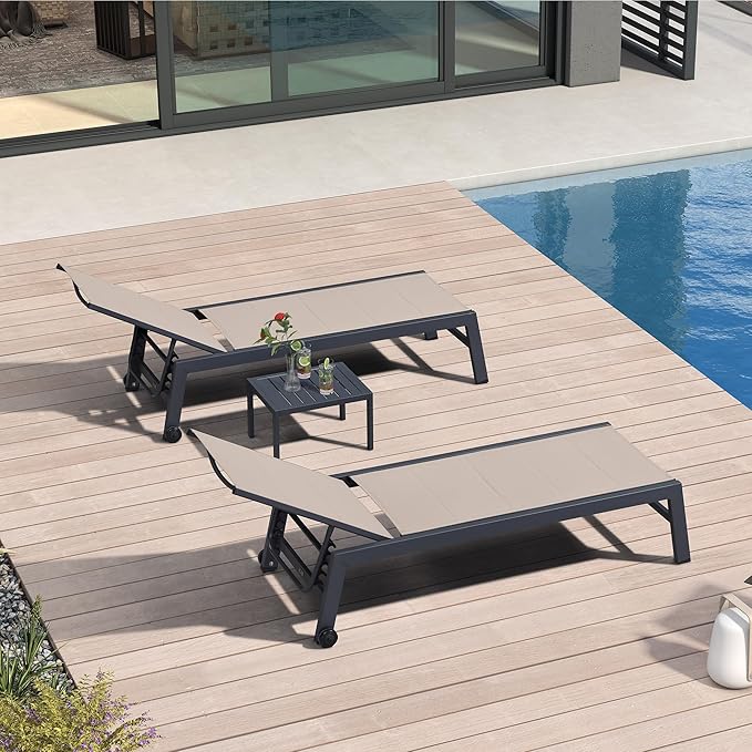 PURPLE LEAF Outdoor Chaise Lounge Set of 2 Aluminum Patio Lounge Chair