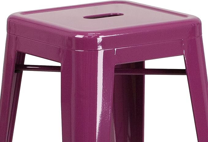 Flash Furniture Commercial Grade 30" High Backless Purple Indoor-Outdoor