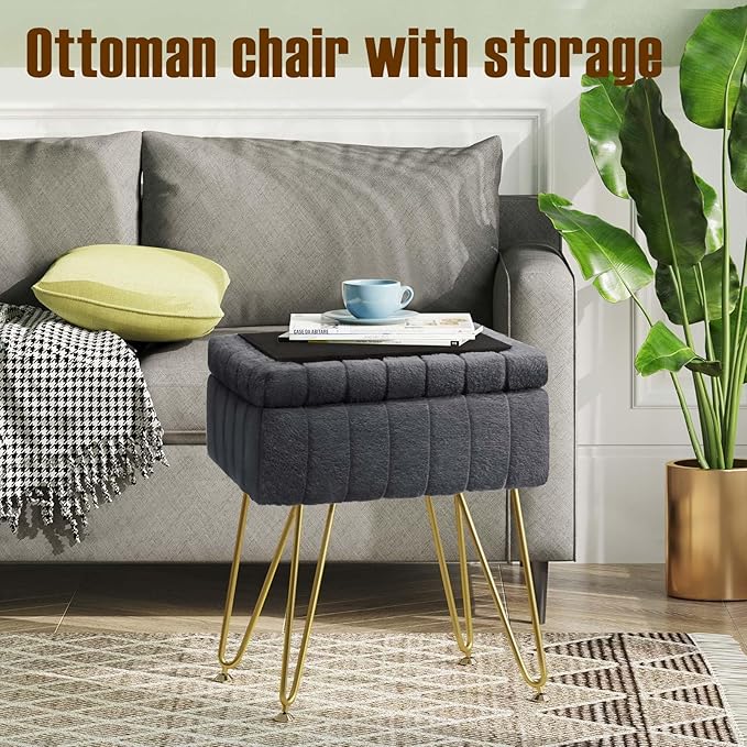 Greenstell Vanity Stool Chair Faux Fur