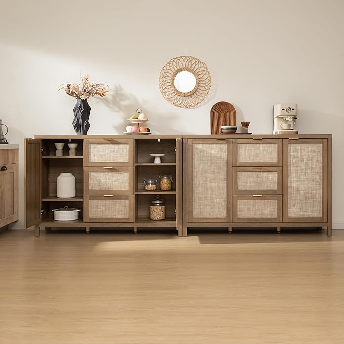 SICOTAS Rattan Sideboard Buffet Cabinet