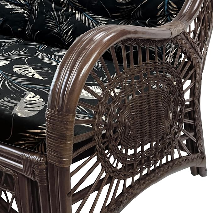 Malibu Lounge Set of 4: 2 Natural Rattan Wicker Chairs, Three-Seater Sofa and