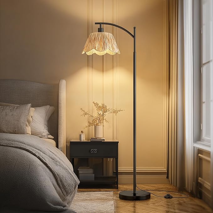 Oneach Boho Floor Lamp with 3 Color Temperatures, Farmhouse Floor Lamps