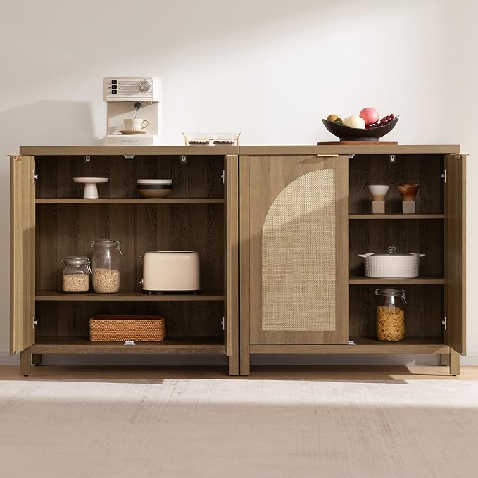 SICOTAS 68" W Rattan Sideboard Buffet Cabinet