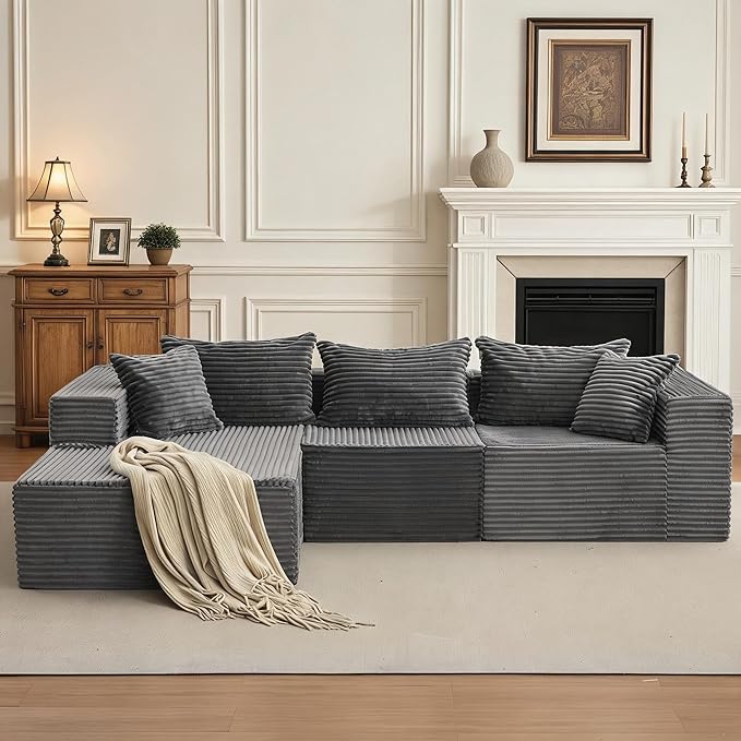 Hetoy Oversized L Shape Modular Sofa, Soft Modular Sectional Couch