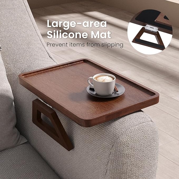 Couch Arm Tray, Bamboo Folding Sofa Tray, Sofa Armrest Tray Clip-On Couch Desk