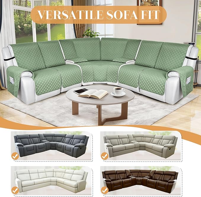 HDCAXKJ 100% Waterproof Reclining Sectional Couch Covers L Shape Recliner Sofa