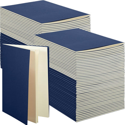 100 Pcs Kraft Notebook Journals 5.5 Inch x 8.3 Inch A5 Softcover Notebooks Bulk for Writing Sketch Office Notepad with 60 Pages 30 Sheets (Navy,Unlined)