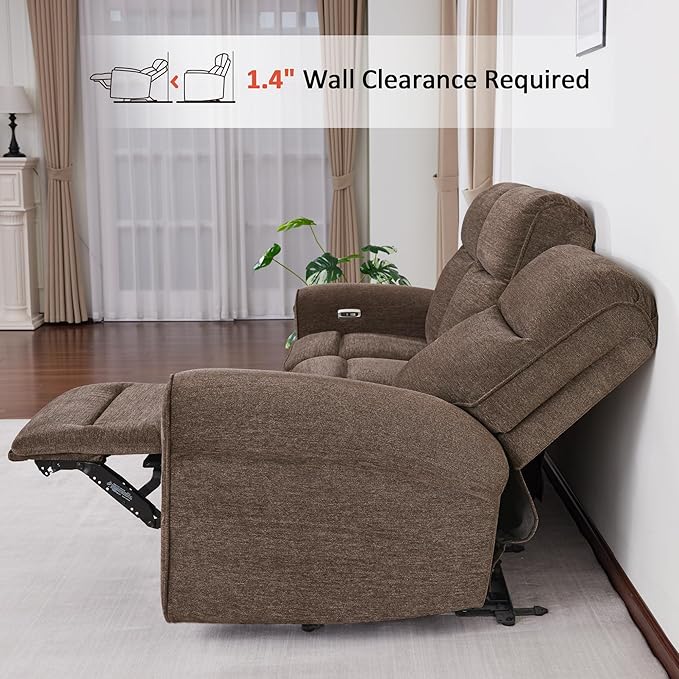 MCombo 87.8" Wall Hugger Power Reclining Sofa, 3-Seat Triple Recliner Couch