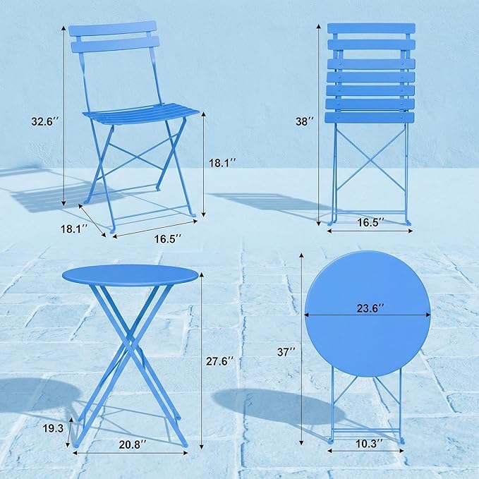 GarveeLife Outdoor Metal Bistro Set, 3-Piece Patio Furniture Set