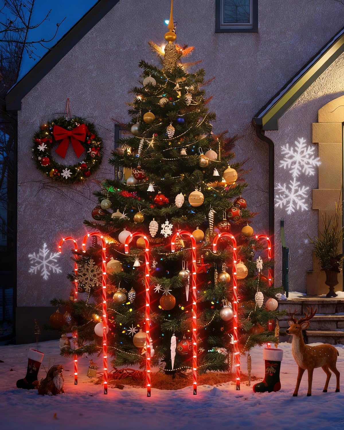 COOLWUFAN 36" Candy Cane Christmas Decorations, 24 Pack Giant Candy Cane Lights, Outdoor Pathway Markers Lights for Xmas Holiday Walkway Patio Garden Yard Lawn