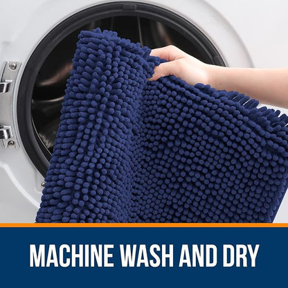 OLANLY Large Bathroom Rugs 50x30, Soft Absorbent Chenille Bath Rugs, Rubber Backing Quick Dry, Machine Washable Bath Mats for Bathroom Floor, Tub and Shower, Home Decor Accessories, Twilight Sapphire