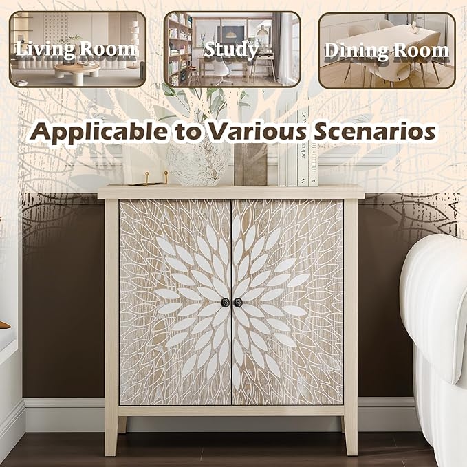 2-Door Carved Modern Storage Cabinet