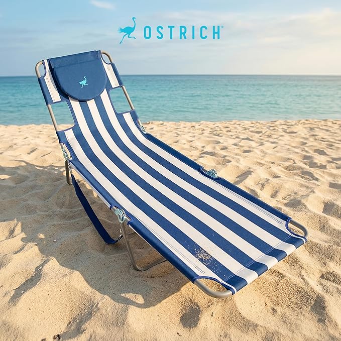Ostrich Beach Lounge Chair, Folding & Reclining Outdoor Chaise Lounger