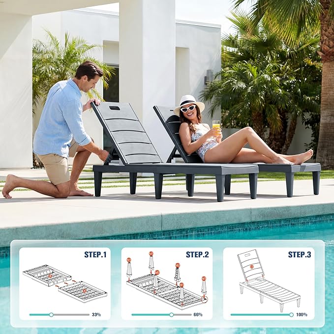 Devoko Outdoor Chaise Lounge Chair Set of 2